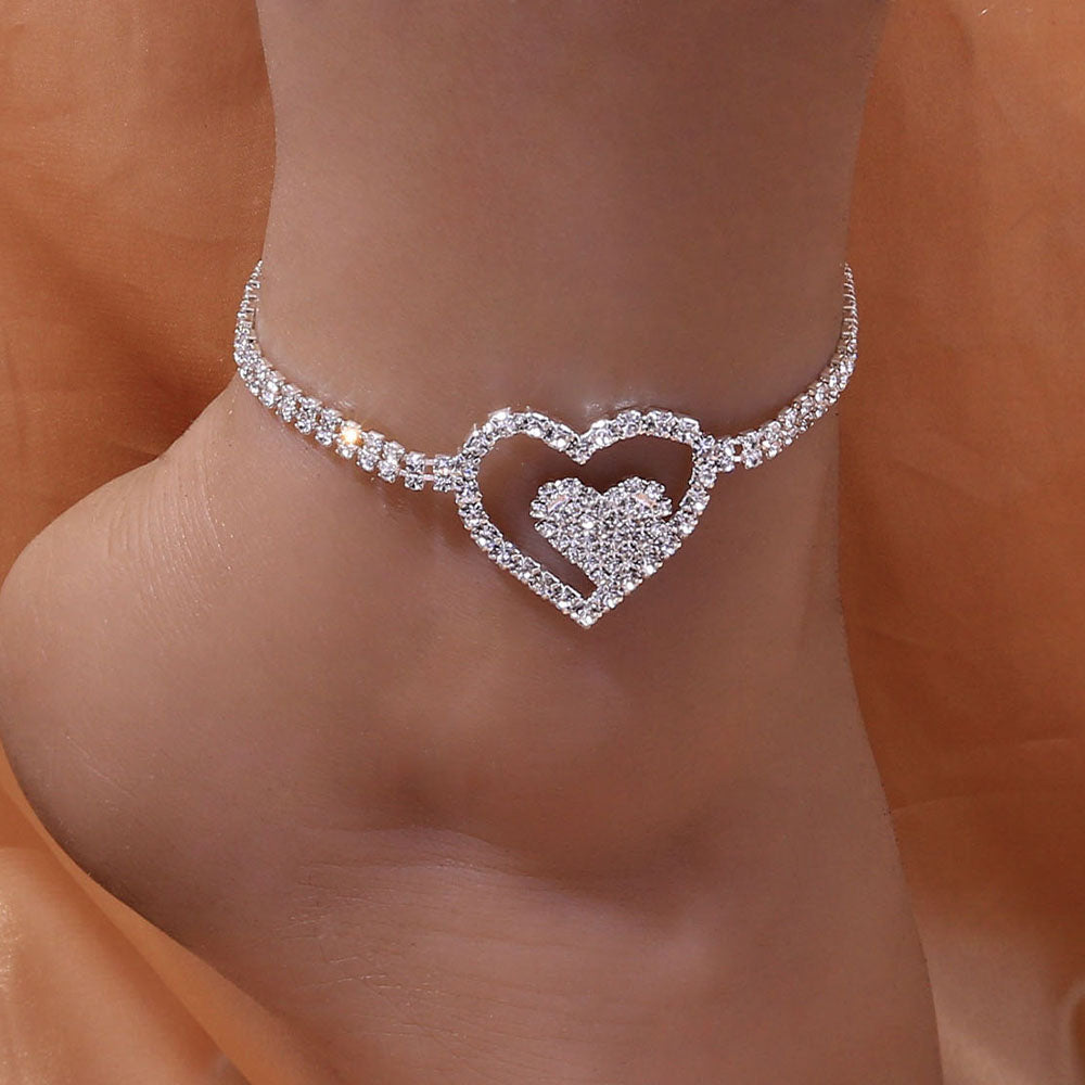 Double Heart Tennis Anklet - Different Drips