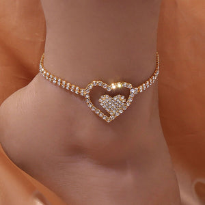 Double Heart Tennis Anklet - Different Drips