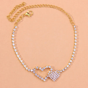 Double Heart Tennis Anklet - Different Drips