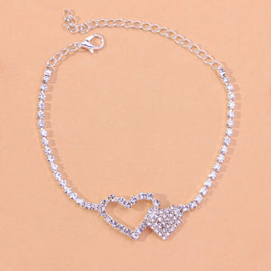 Double Heart Tennis Anklet - Different Drips