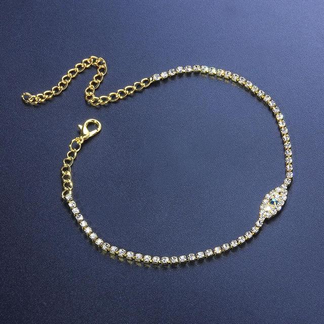 Round Cut Evil Eye Tennis Anklet - Different Drips