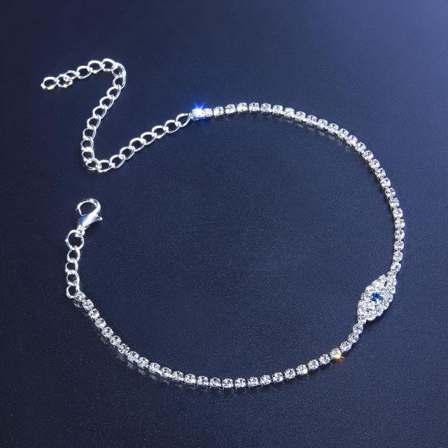 Round Cut Evil Eye Tennis Anklet - Different Drips