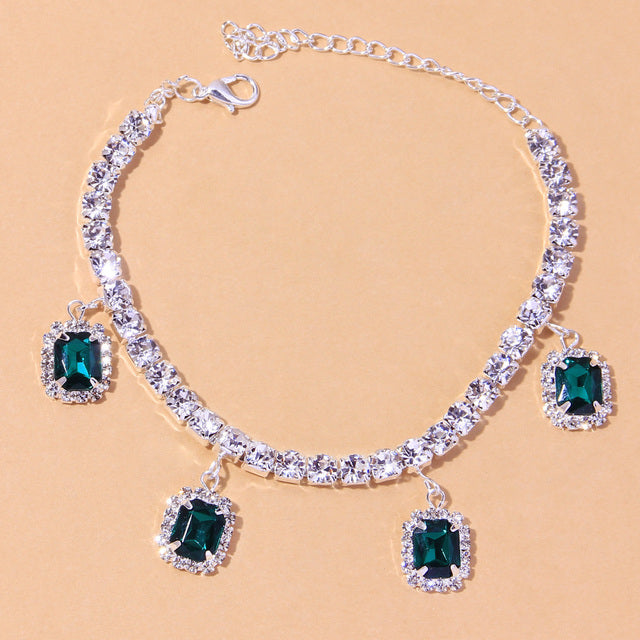 Emerald Drop Tennis Anklet - Different Drips