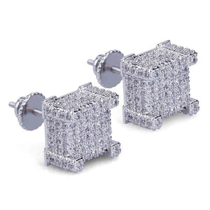 10mm Square Paved Diamond Stud Earrings - Different Drips