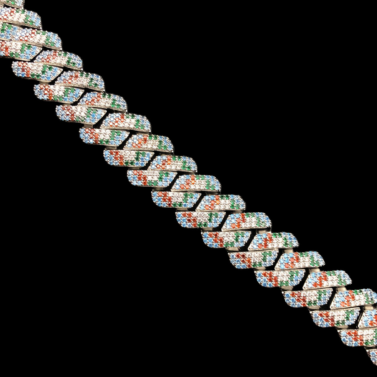 20mm Flag Of Mexico Prong Cuban Link Chain - Different Drips