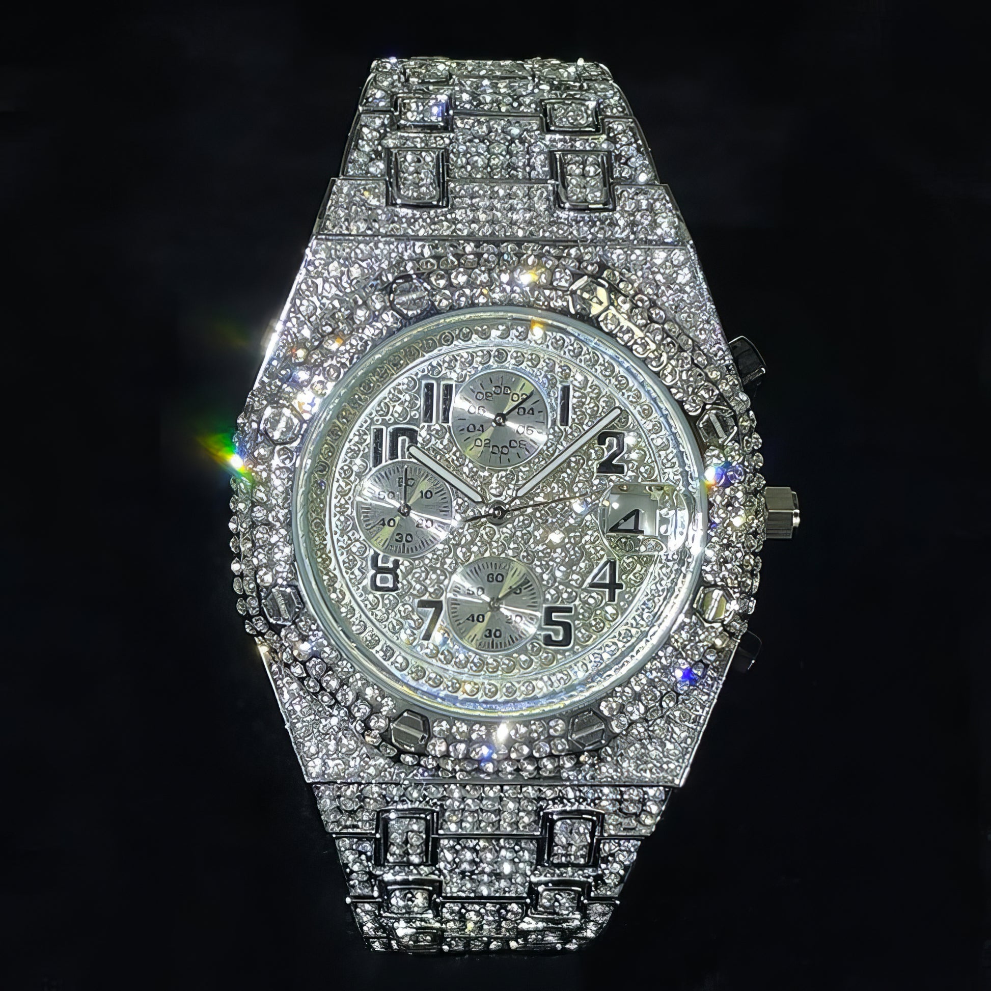 Iced Chronograph Screw Head Watch - Different Drips
