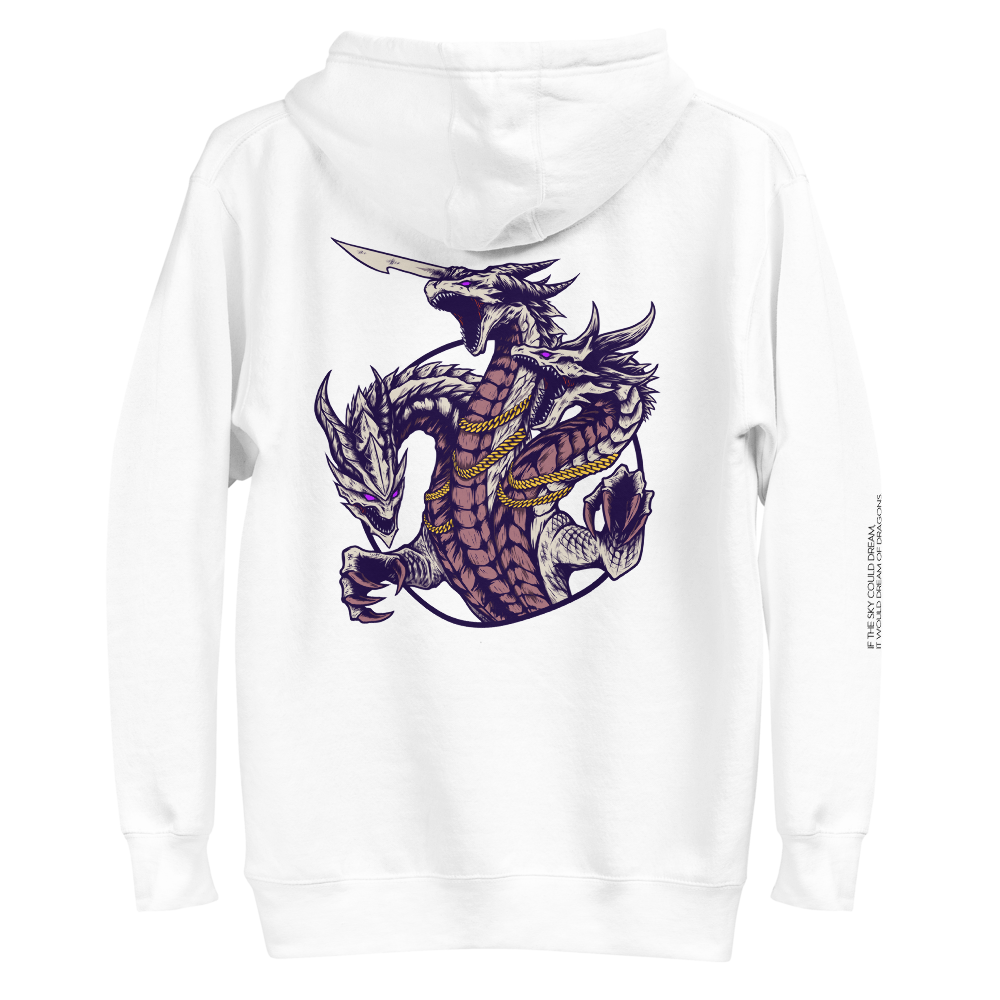 White 2025 dragon hoodie
