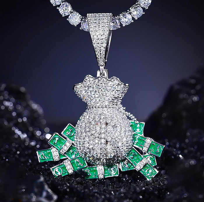 S925 Moissanite Money Bag Dollar Pendant - Different Drips